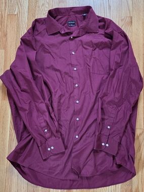 Van Heusen Men's Burgundy Button-Down Dress Shirt 20 36/37 Big & Tall